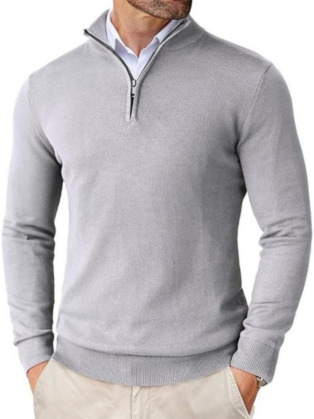 Coofandy grey quarter zip up slim fit mock neck pullover sweater size large